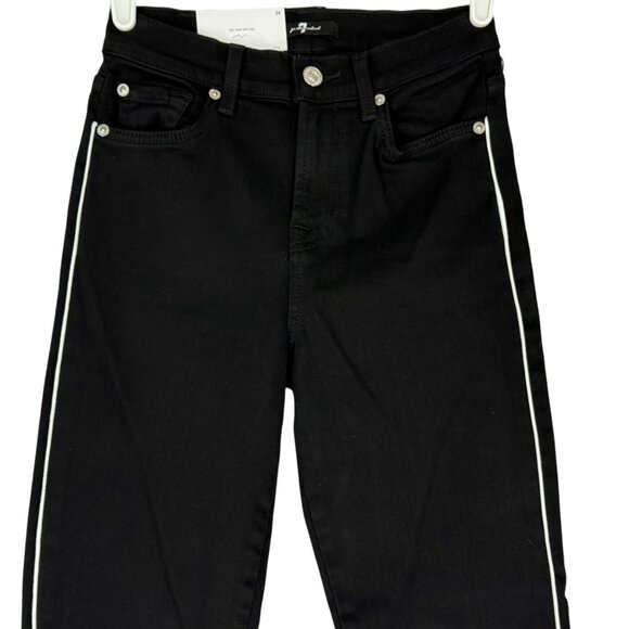 7 for all mankind Women Stretch High Waist Slim Kick Black Jeans Size 24 NWT - Picture 3 of 12